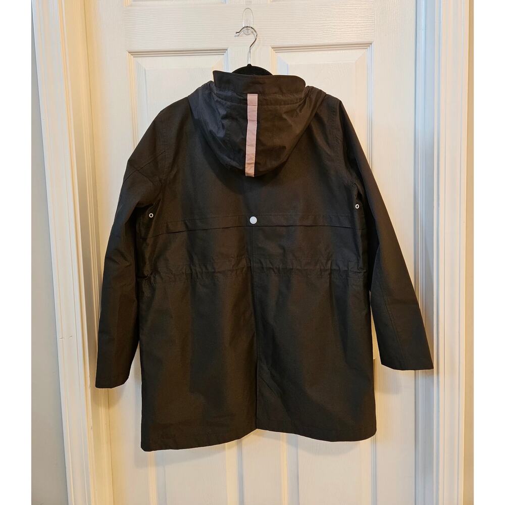 Nuage Women’s Medium Black Hooded Rain Jacket Waterproof Long Coat M - Picture 2 of 10